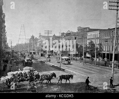 United States of America, street scene in the Canal Street in New Orleans, Lousiana state, digital improved reproduction of a historical photo from the (estimated) year 1899 Stock Photo