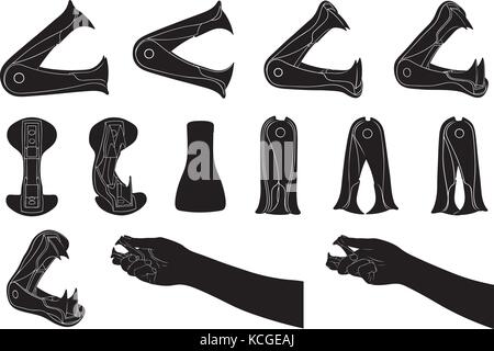 Set of different staple removers isolated on white Stock Vector