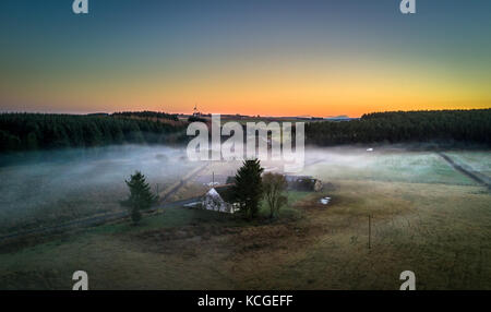 foggy sunset, Scotland Stock Photo