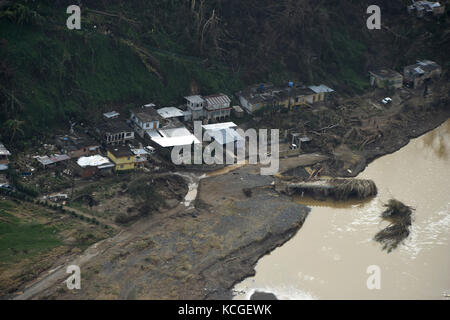 ariel survey over northern Puerto Rico Sept. 26, 2017 after hurricane Maria impacted the island on Sept. 20, 2017. Stock Photo