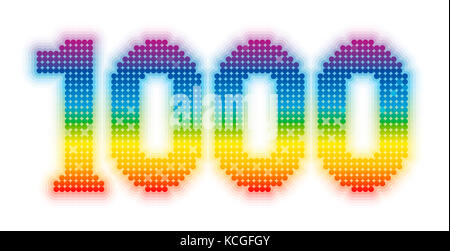 THOUSAND - exactly one thousand counted rainbow colored glossy, shimmering, gleaming platelets. Stock Photo