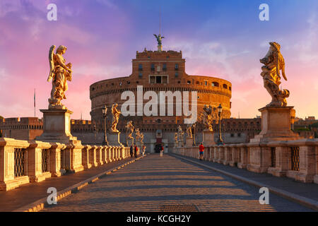 Saint Angel castle and bridge, Rome, Italy Stock Photo