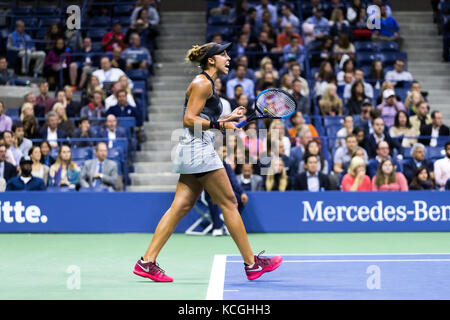 Madison Keys (USA) wins the Women's Semi-Finals at the 2017 US Open Tennis Championships. Stock Photo