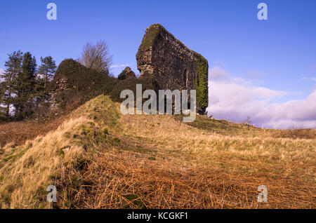 Aros Castle is a ruined 13th-century castle near Salen on the Isle of Mull, Scotland. Stock Photo