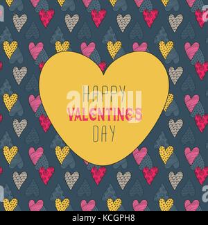 Cute Valentine's Seamless Pattern With Hearts Stock Vector
