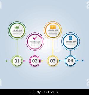 Vector illustration. Infographic pattern with the image of 4 circles, in the form of drop. 3d style with four steps. Used for business presentations,  Stock Vector