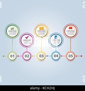 Vector illustration. Infographic pattern with the image of 5 circles, in the form of drop. 3d style with five steps. Used for business presentations,  Stock Vector