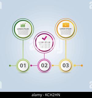 Vector illustration. Infographic pattern with the image of 3 circles, in the form of drop. 3d style with three steps. Used for business presentations, Stock Vector
