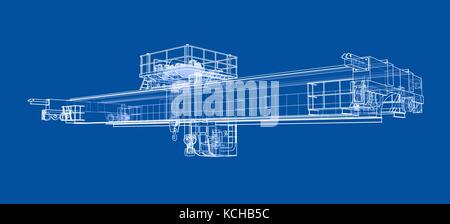 Overhead crane sketch. Vector Stock Vector