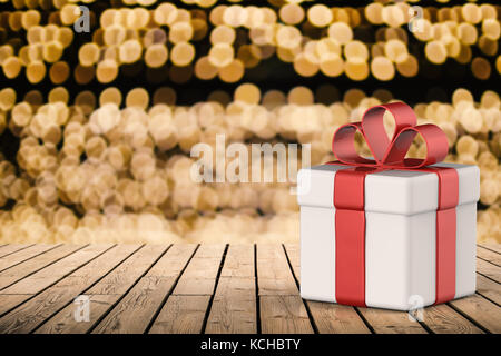 3d rendering white gift box with red ribbon bow with blank space Stock Photo
