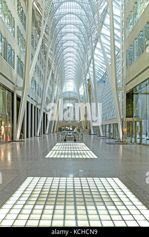 Brookfield Place office tower hallway deserted in early hours in downtown Toronto Stock Photo