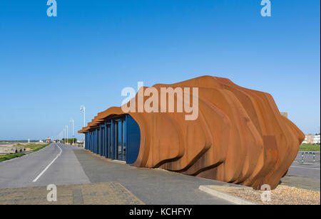 East Beach Cafe on the prom in Littlehampton, West Sussex, England UK. Designed by Thomas Heatherwick to resemble driftwood. Stock Photo