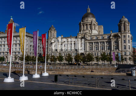 Port of Liverpool Building, Pier Head, Liverpool, Merseyside, UK Stock Photo