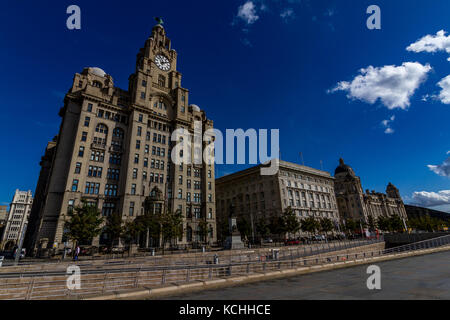 The Royal Liver Building, Pier Head, Liverpool, Merseyside, UK Stock Photo