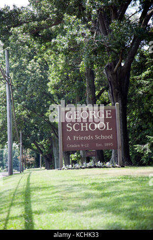 George School Sign in Newtown Pennsylvania - USA Stock Photo