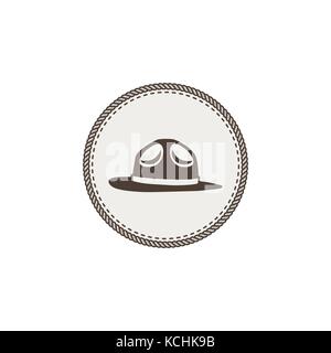 scout hat sticker, icon. Vintage hand drawn adventure patch design. Stock vector illustration isolated on white background Stock Vector