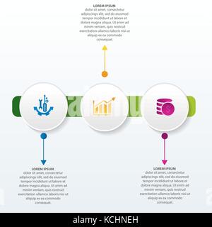 Vector illustration. Infographic pattern with the image of 3 circles. 3d style with three steps. Used for business presentations, education, web desig Stock Vector