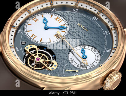 Mechanical wrist watch. 3D illustration . My own design Stock Photo