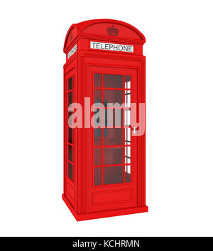 British Red Telephone Booth Isolated Stock Photo