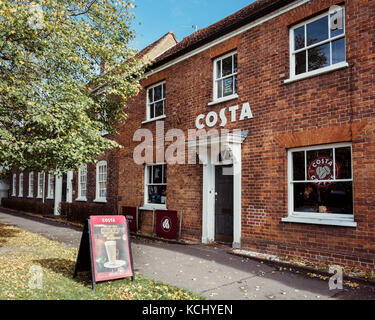 The outside of Costa Coffee shop on a bright sunny day in the market town of Wendover in the South East. Wendover, Buckinghamshire UK. Stock Photo