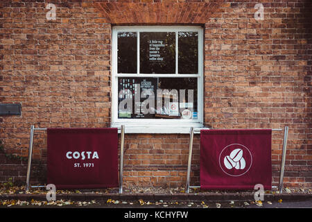 The outside of Costa Coffee shop on a bright sunny day in the market town of Wendover in the South East. Wendover, Buckinghamshire UK. Stock Photo