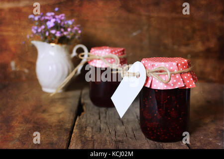 retro rustic homemade jam jar Stock Photo