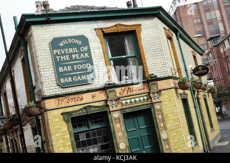 Manchester UK Pub called Peveril of the Peak in Great Bridgewater Street Manchester Stock Photo