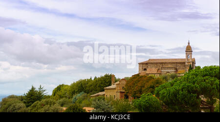 Church in Montalcino town, Tuscany, Italy. Stock Photo