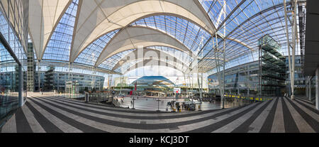 Munich, Germany - September 21th, 2017: A panoramic view of the Franz Joseph Strauss Airport , Munich, Germany. Stock Photo