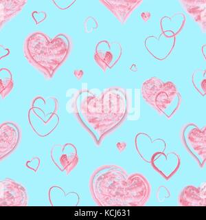 Seamless pattern with watercolor hearts Stock Vector