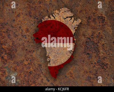 Map and flag of Greenland on rusty metal Stock Photo - Alamy