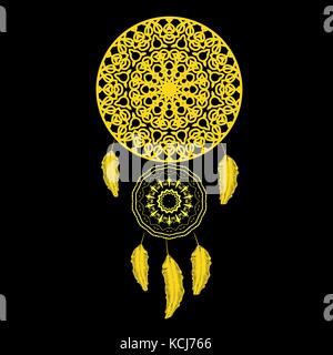 Vector Dream Catcher Silhouette with Feathers Stock Vector