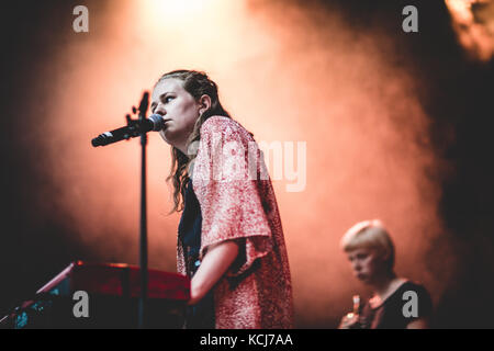 The Swedish singer, songwriter and musician Alice Boman performs a concert at the Danish music festival Trailerpark Festival 2014 in Copenhagen. Denmark, 31/07 2014. Stock Photo