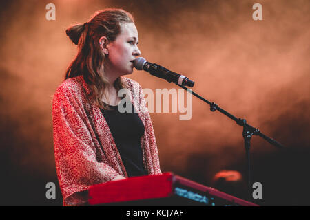 The Swedish singer, songwriter and musician Alice Boman performs a concert at the Danish music festival Trailerpark Festival 2014 in Copenhagen. Denmark, 31/07 2014. Stock Photo