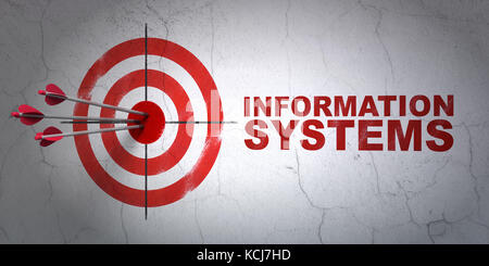 Data concept: target and Information Systems on wall background Stock Photo