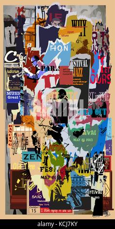grunge ripped poster background - advertisement - vector illustration (totally fictitious) Stock Vector