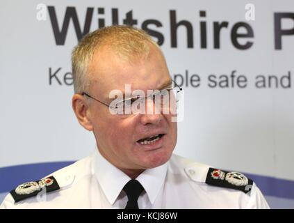 Mike Veale, chief constable of Wiltshire Police, speaks to the media about Operation Conifer, the former Conservative prime minister Sir Edward Heath would be questioned over allegations that he raped and indecently assaulted boys as young as 10 were he alive today, the controversial police report has said. Stock Photo