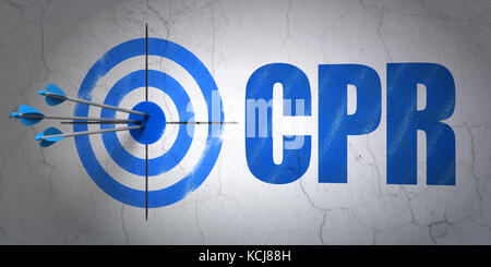 Medicine concept: target and CPR on wall background Stock Photo