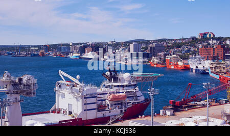 Skandi Neptune an offshore construction vessel moored in port of St John's, Newfoundland, Canada Stock Photo