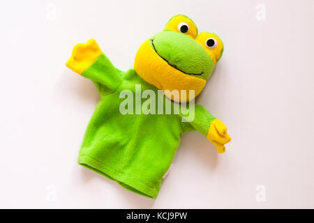 frog glove puppet on white background Stock Photo