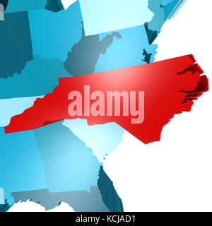 North Carolina map on blue USA map Stock Photo - Alamy