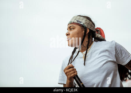 The American rapper and lyricist Young M.A performs a live concert ...