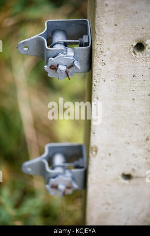 Wire fench ratchet strainer made from galvanised steel. Stock Photo