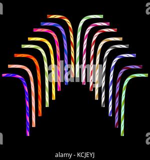 Colored Striped Drinking Straw Set Stock Vector