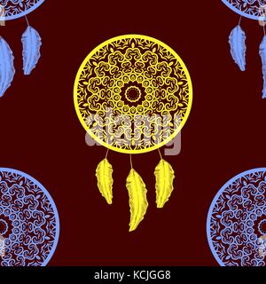 Dream Catcher Silhouette Seamless Pattern Stock Vector