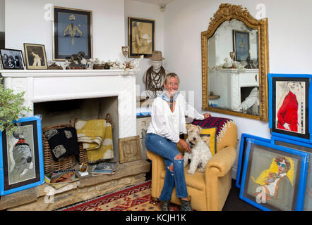 Connie Gray, fine art collector and dealer in antique fashion art. Stock Photo