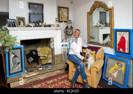 Connie Gray, fine art collector and dealer in antique fashion art. Stock Photo