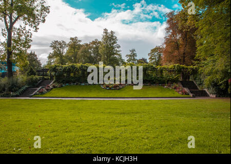 Two stone stairs in the public park from Luxembourg Stock Photo