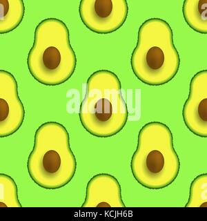 Cutted Ripe Avocado Seamless Pattern Stock Vector