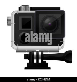 Action camera in waterproof case - sport cam icon Stock Photo
